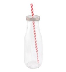 Drinking bottle with straw L