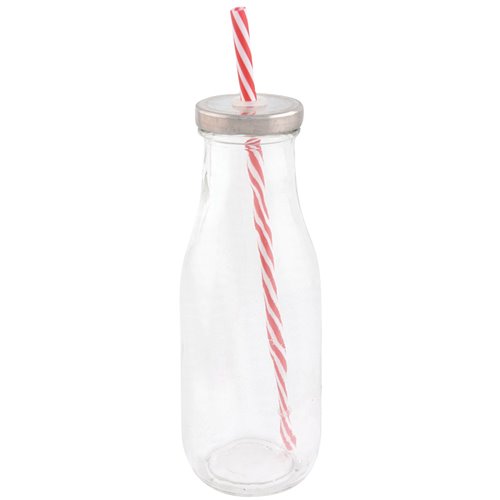 Drinking bottle with straw L