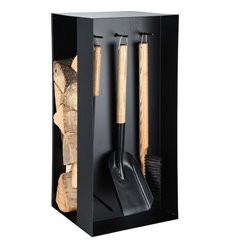 Fire place tools with wood storage